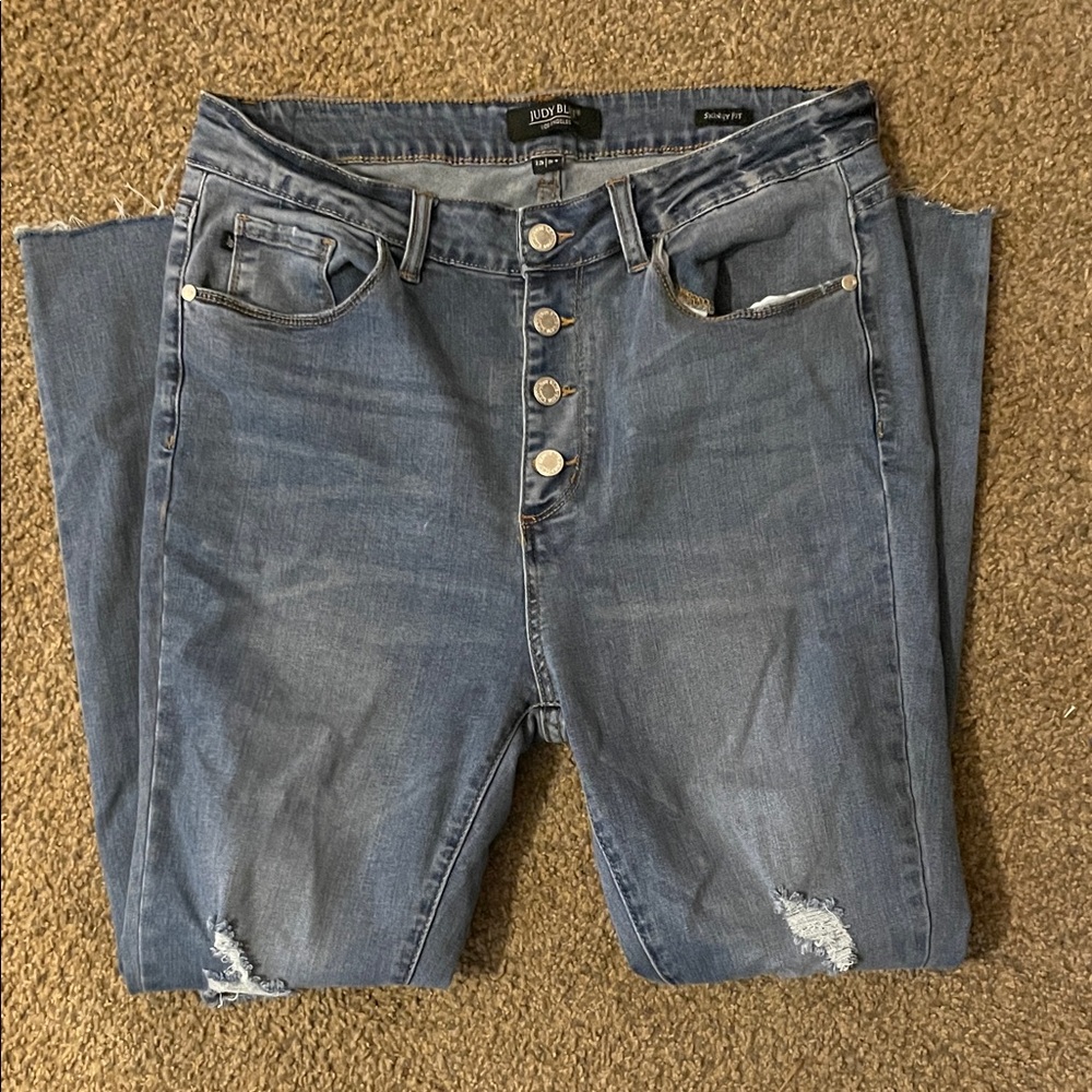 Judy Blue High Rise Button-Fly Jeans in Classic Blue